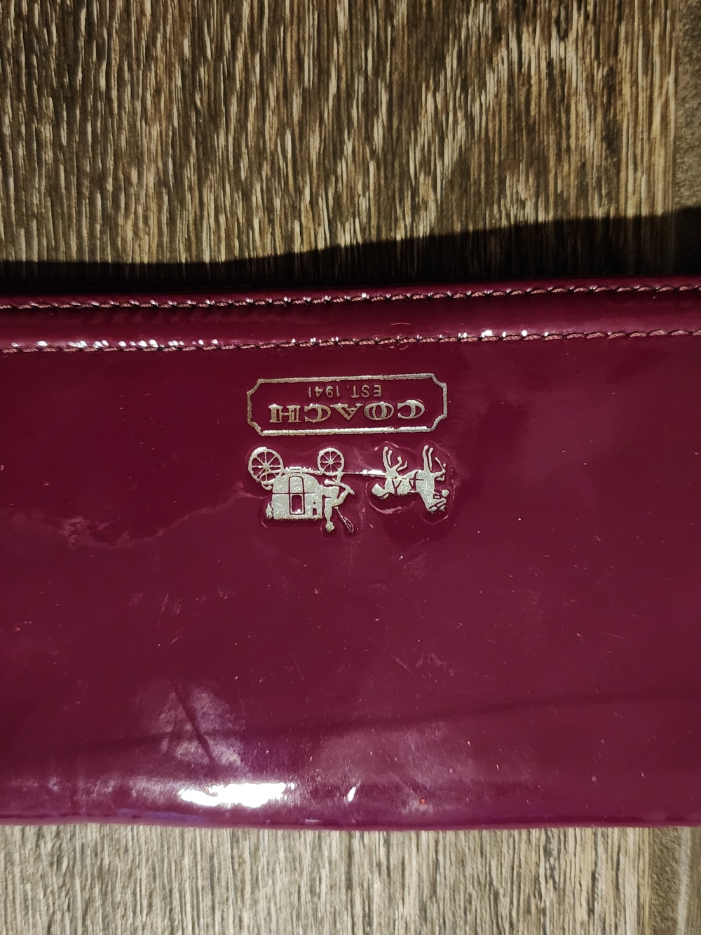 Coach Patent Checkbook Wallet in Berry Pink